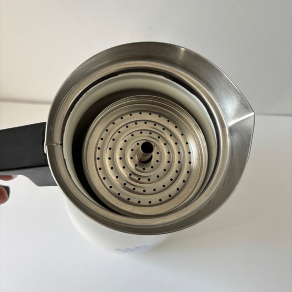 Vtg Corning Ware 9 Cup Percolator Coffee Tea Pot White Blue Floral Set - Picture 8 of 12